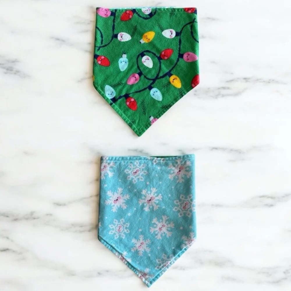 DOG Bandana - Christmas Lights & Snowflakes - Size L Large